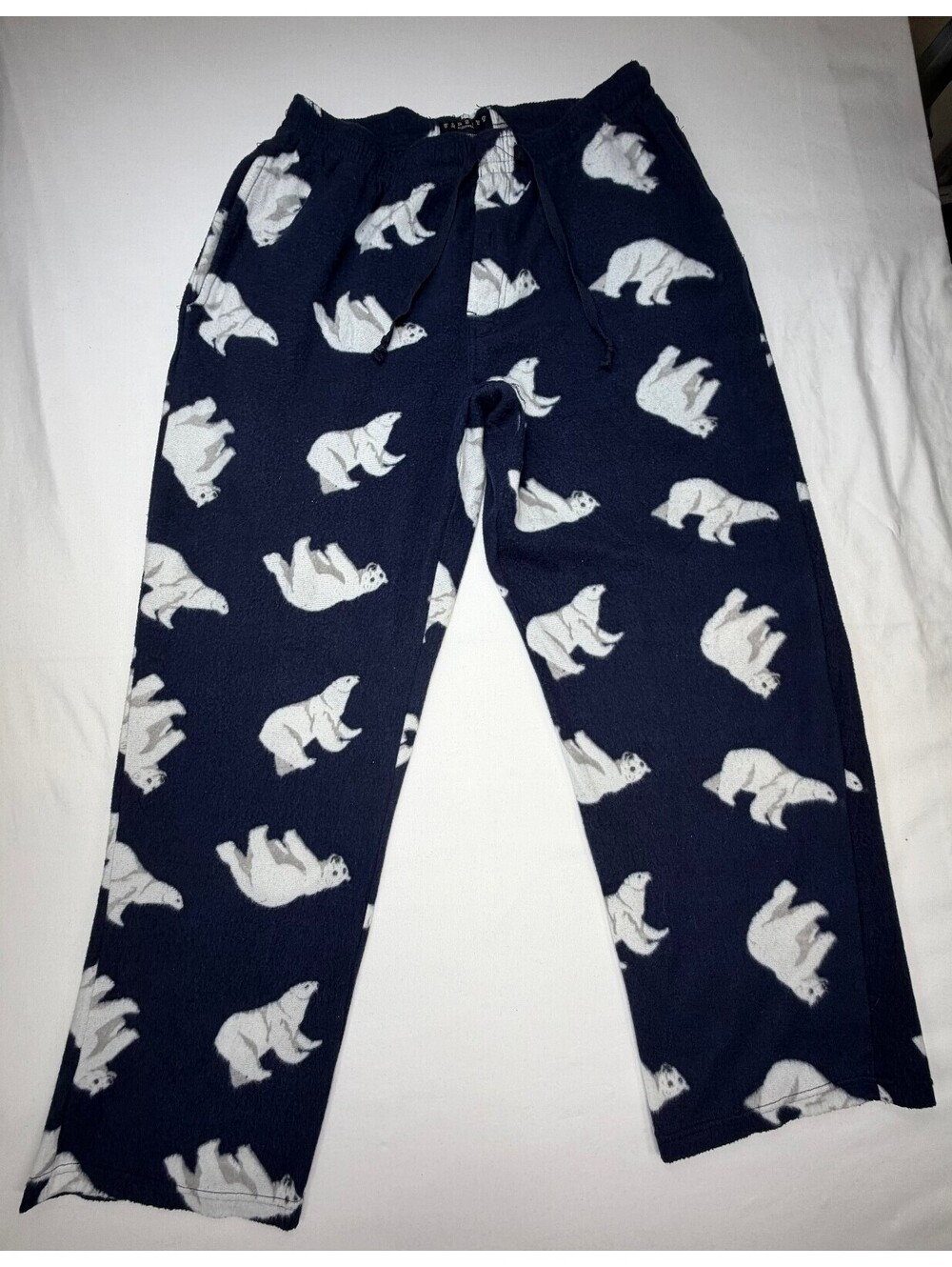 Varsity Women's Pajama Pants Elastic Waist Wide Leg Polar Bear Size Medium Blue